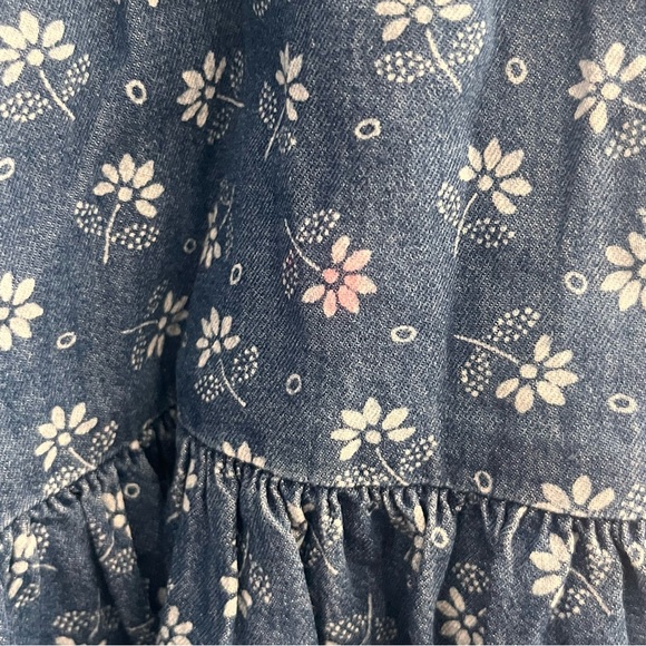 Gymboree Girls Size 12 Denim Style Dress With White Flowers - Picture 4 of 6